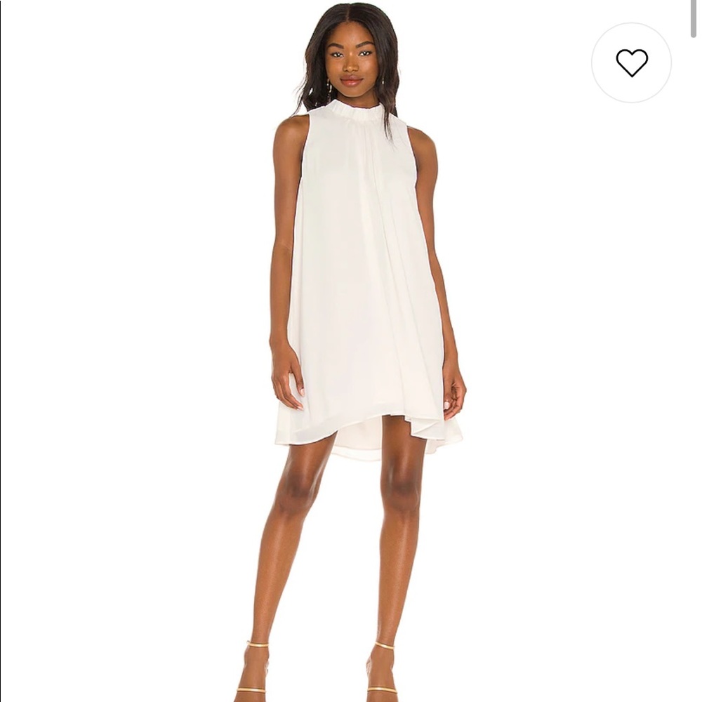 Revolve Krisa Ruched Turtleneck Halter Dress in Cream